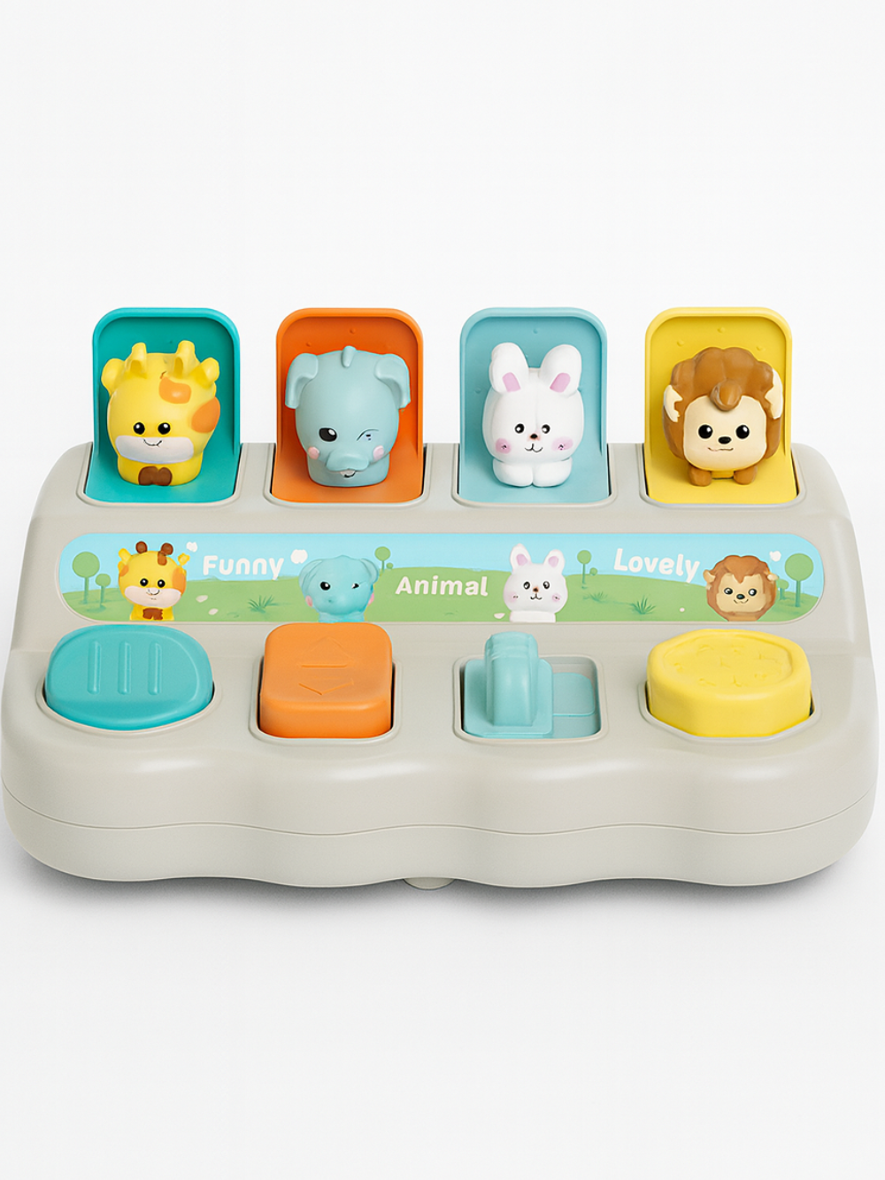 Qペット収納ボックス しかけ知育おもちゃ 本体全体 白背景
