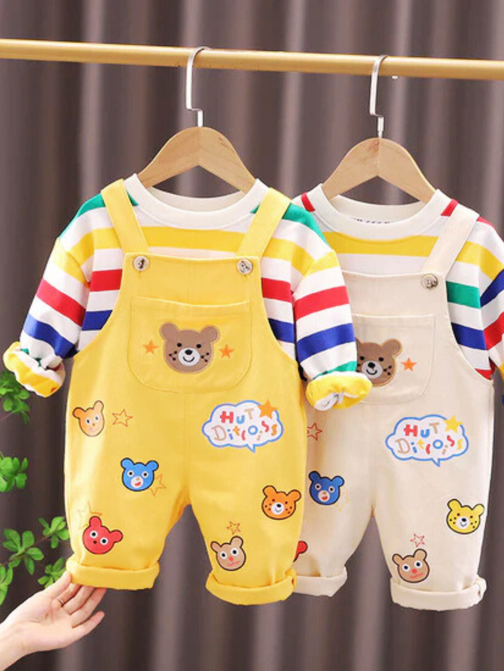 色違いで選べる 男の子トップス＆サロペットセット 2点セットイメージ
