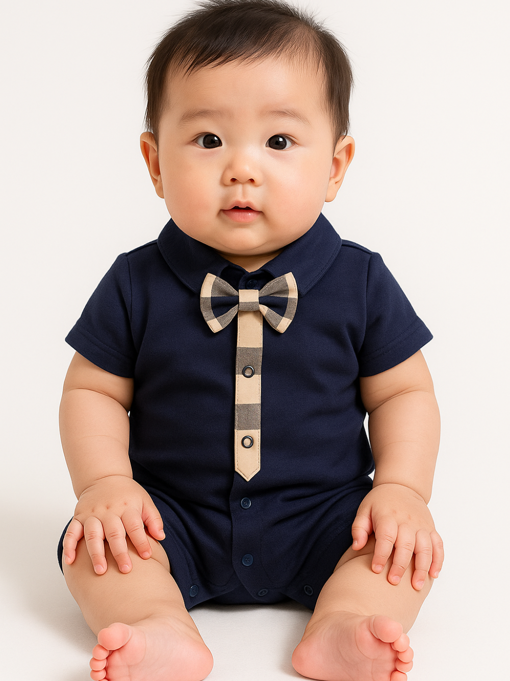 襟付きベビー半袖ロンパースの着用イメージ
