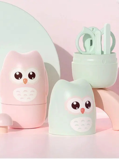 ベビー爪ケア4点セット アニマル収納ケース サクラピンクとミントグリーン（ベビー爪切り（ベビーネイルケア））
