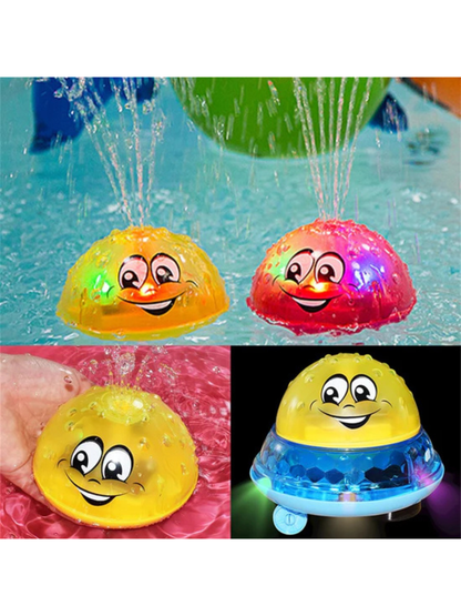 浴槽の中で水しぶきを噴き上げながら光る噴水UFOバストイ
