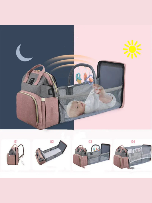 ピンクグレー 大容量マザーズリュック 機能イメージ（マザーズバッグ・おむつバッグ）
