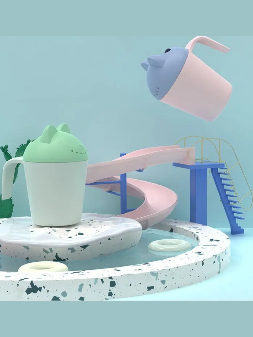 ベビー用シャンプーカップ 2色イメージ（すすぎカップ）マット質感 お風呂タイム
