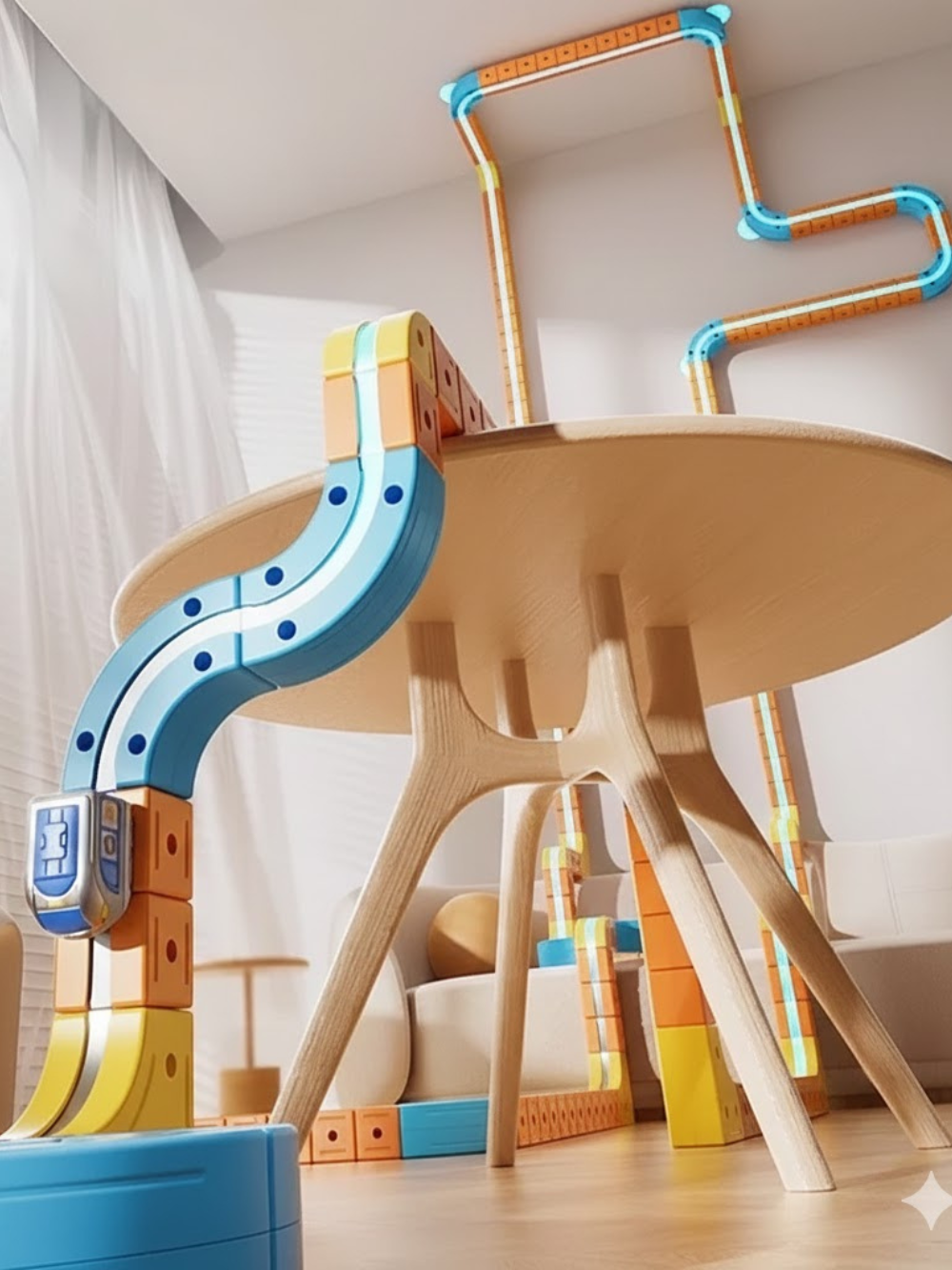 電動マグネット式ハイスピードレールトラック 組み立て知育玩具セット
