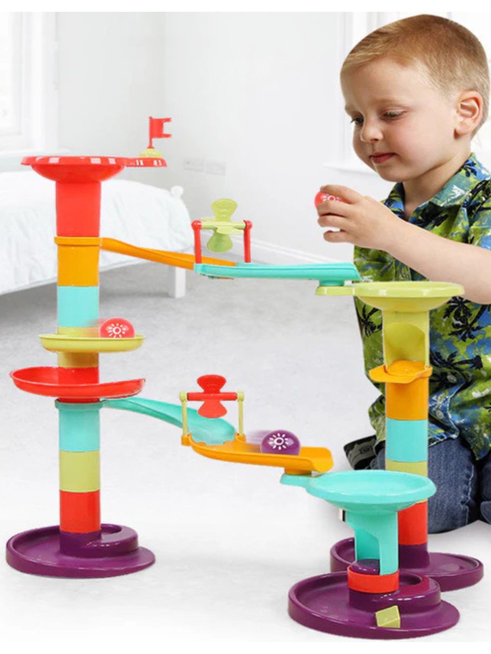 2つのタワーをつないだマルチトラックの音楽ボールコース知育おもちゃ スタイル2
