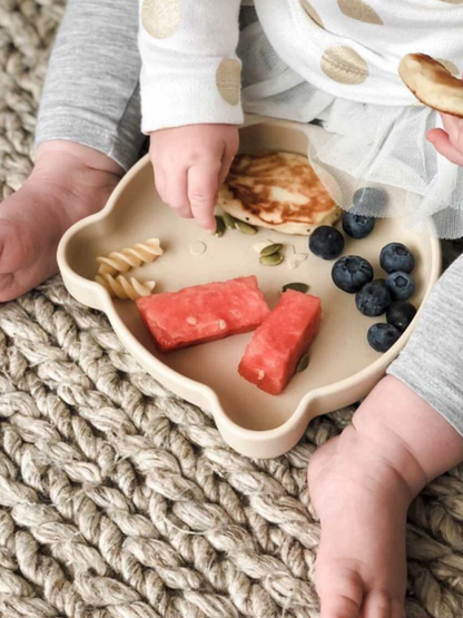 6ヶ月から安心快適 離乳食が進むシリコン製ベビー食器セット 漫画デザインのプレート＆ボウル＆スプーン モダンかわいいくすみカラー