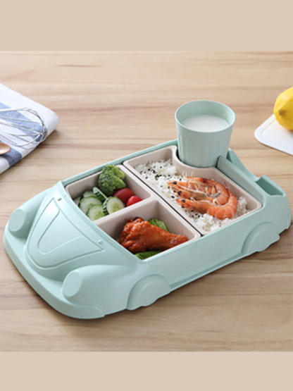 車型の仕切り付き子ども用ランチプレート（ベビー食器）
