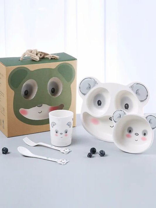 ギフト箱入り バンブーファイバー ベビー食器5点セット（子ども食器セット）
