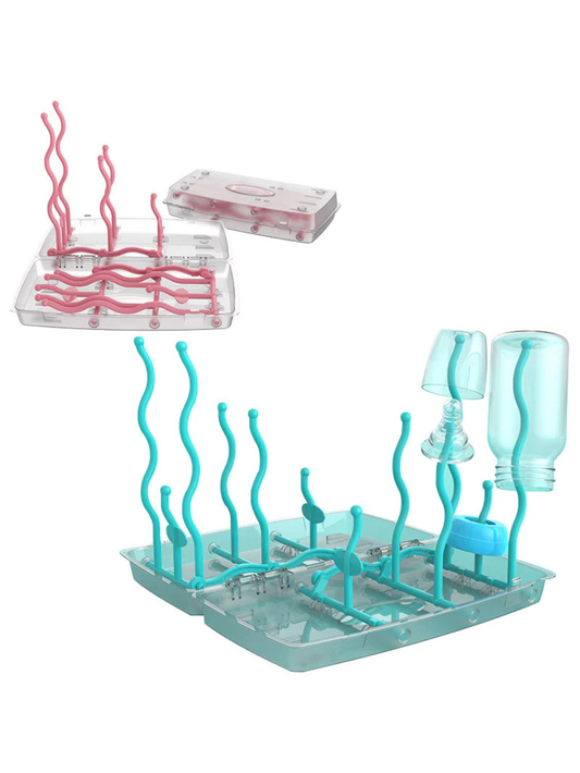 哺乳瓶とベビー食器を立てて乾かせるPP素材のボトル乾燥ラック
