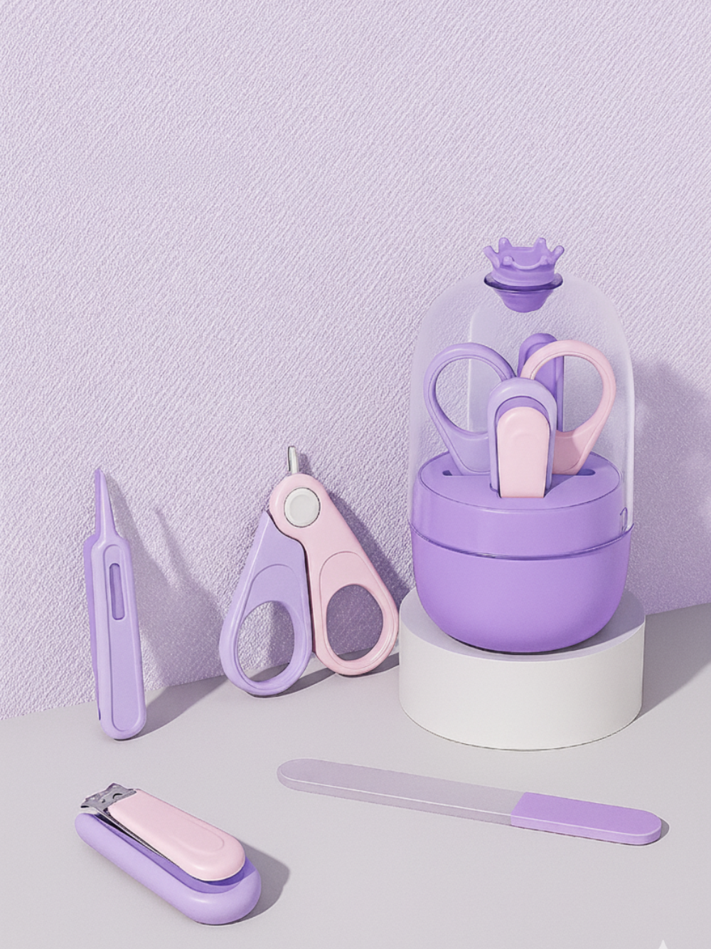 パープルカラーのベビーグルーミングキット
