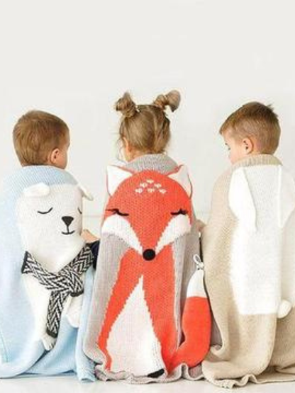 ベビー・キッズに安心あったか 北欧風アニマルベビーブランケット コットン毛布 80×110cm