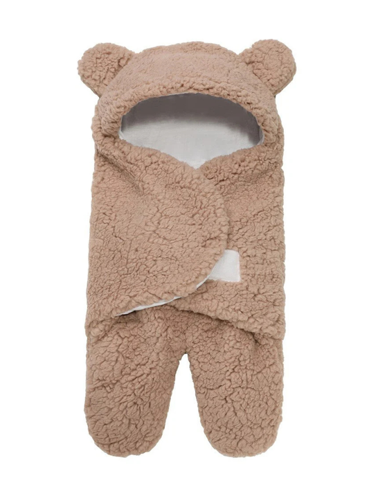 新生児のあったか安心ねんね ふわふわイミテーションカシミヤ ベビーおくるみ寝袋キルト 55×65・68×71cm グレー/ブラウン Lumisei Prime