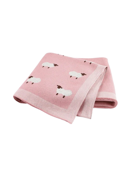 ピンクカラーの100×80cmベビー毛布の商品写真（綿100％ ベビーブランケット）

