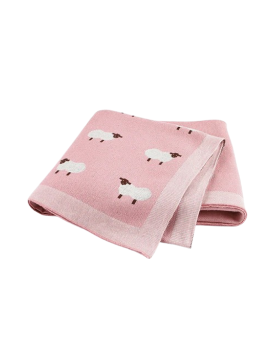 ピンクカラーの100×80cmベビー毛布の商品写真（綿100％ ベビーブランケット）

