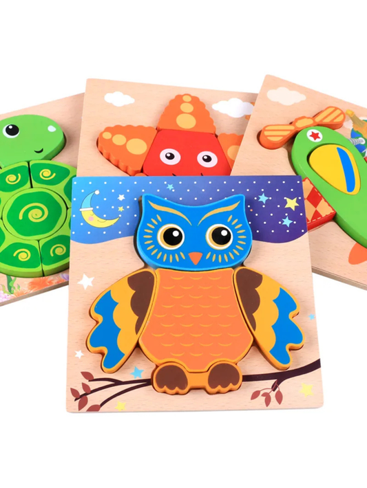 木製立体パネルパズルの複数デザイン集合イメージ
