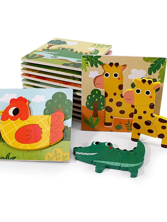 木製立体パネルパズルのセット全体イメージ
