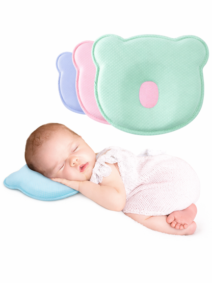 くま形ベビー頭の形ケアピロー 使用イメージ（頭の形ケア ベビー枕）
