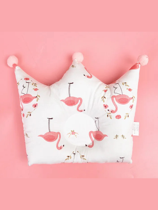 王冠型頭形補正まくら フラミンゴ柄 正面（絶壁防止枕）
