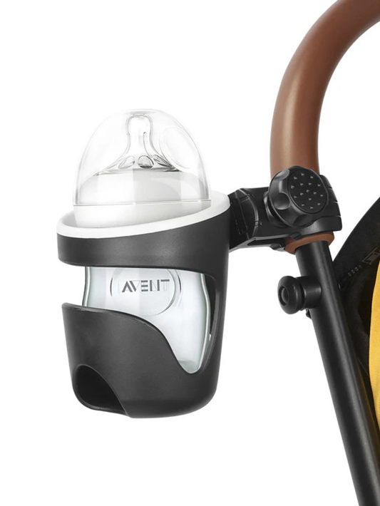 TPEソフトラバー部分が見えるベビーカー用カップホルダーのクローズアップ（ボトルホルダー）
