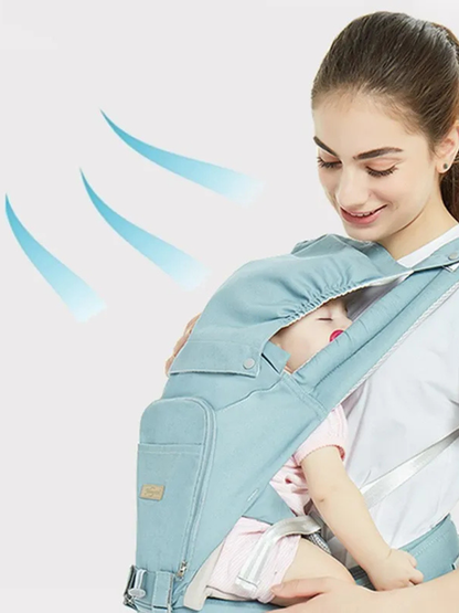 防風イメージのソフト構造抱っこひも 装着シーン（抱っこ紐 人気）
