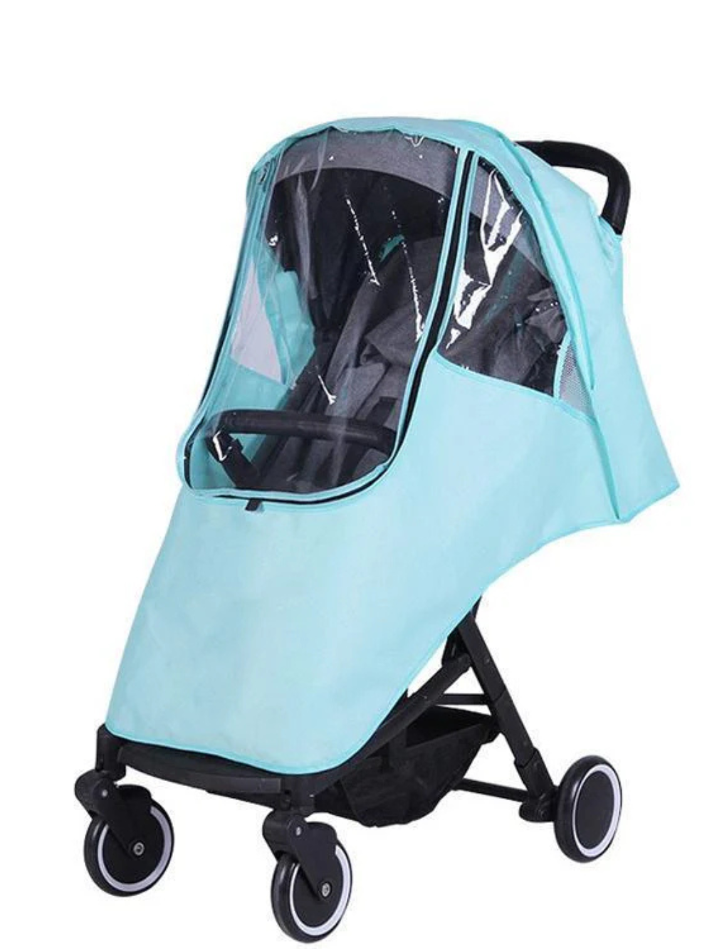 ベビーカー用防寒レインカバー装着イメージ クリア窓付き（ベビーカー レインカバー）
