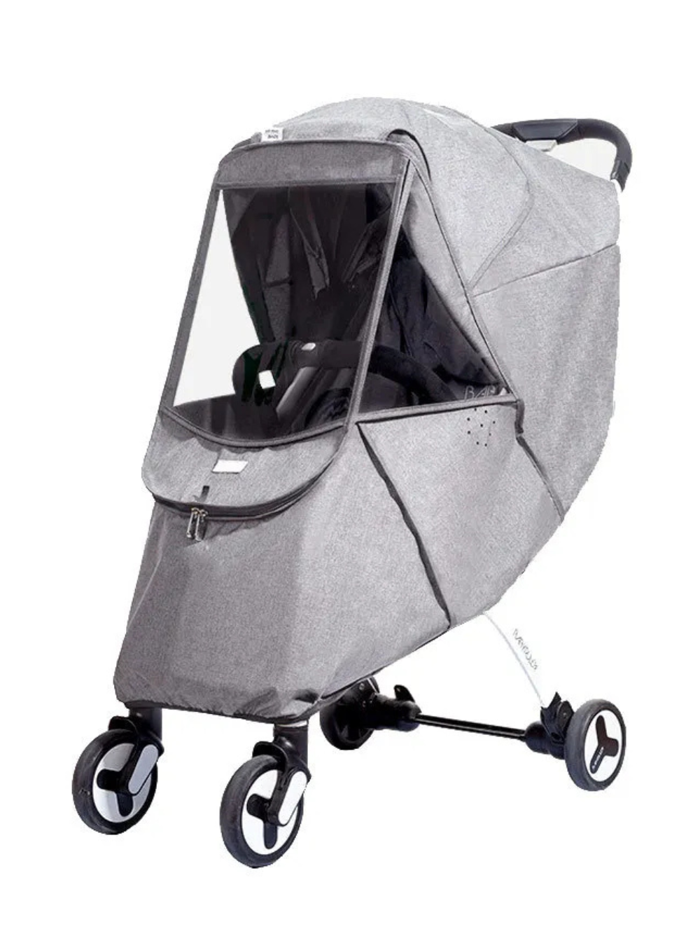 ベビーカー用ウインドシールドレインカバー装着イメージ（ベビーカー レインカバー）
