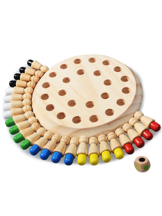 色付きピンを差し込んで遊ぶ木製ペグボードの指先トレーニング知育トイ
