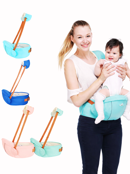 腰ベルト式ヒップシートの使用イメージとカラーバリエーション（抱っこ）
