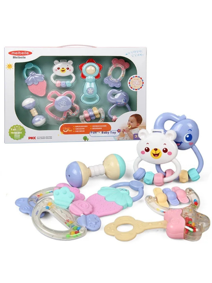カラーボックスとベビー歯固めラトルセットの全体イメージ

