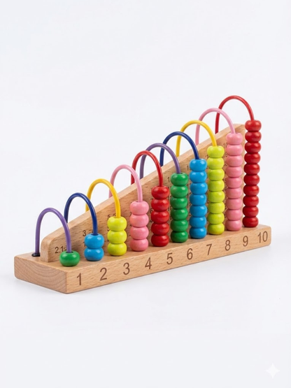 木製カウンティングビーズ 知育おもちゃ レインボーカラー アーチ構造 全体ビュー