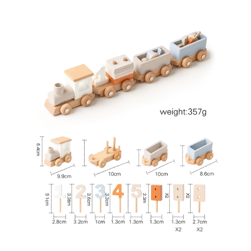 ナチュラルカラーのモンテッソーリトレインセット
