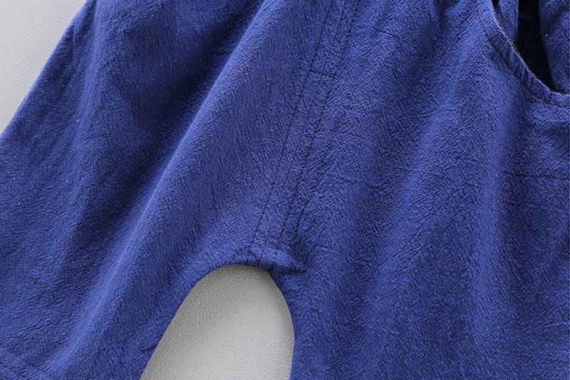 UVカット＆やわらか加工 アニマル総柄 半袖シャツ＋5分丈パンツ ベビー男の子 上下2点セット（コットン）