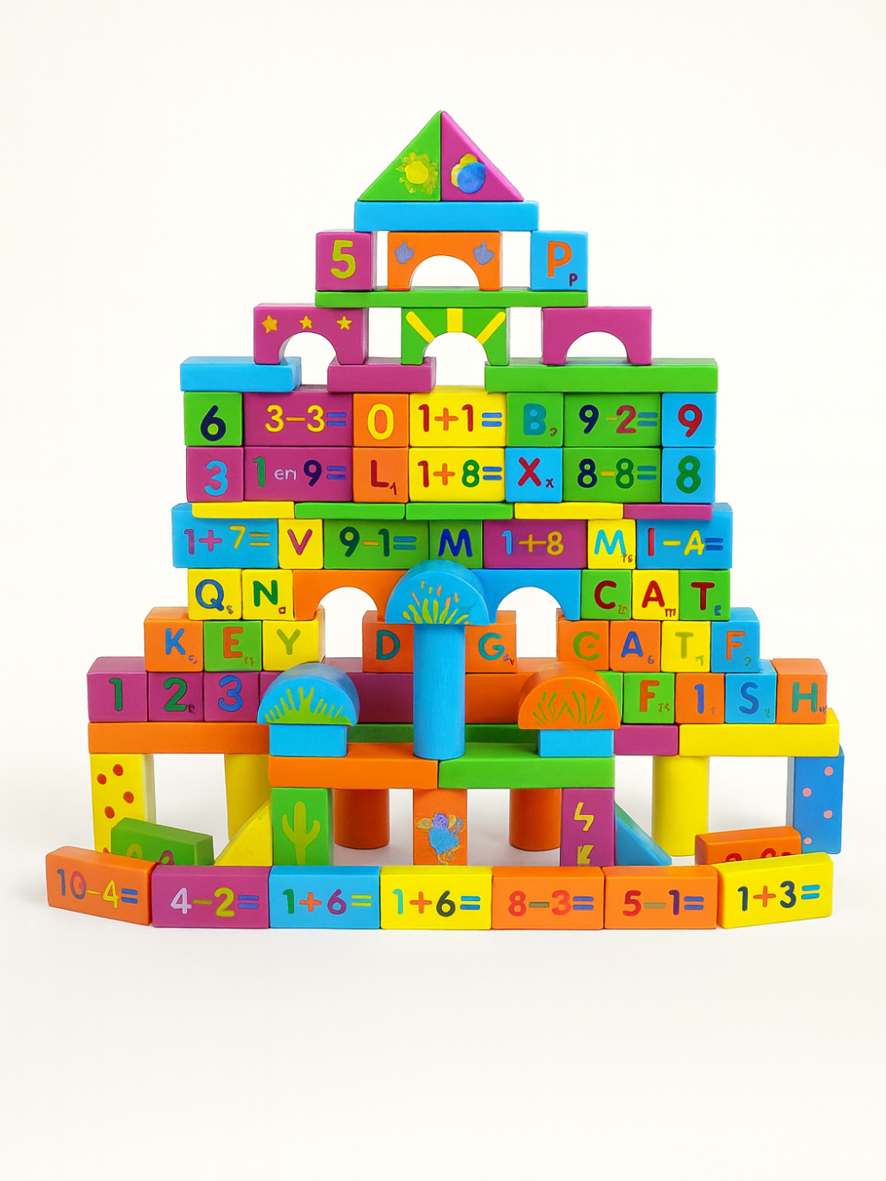 アルファベットブロックを並べて単語を作っている遊び方イメージ
