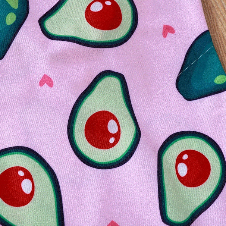 アボカド柄 ピンク キッズワンピース水着｜フラワーネックデザイン・80〜120cm
