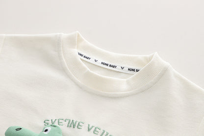 毎日を思いきり遊べる 男の子半袖セットアップ ワニ立体プリント コットン上下セット 80~120cm