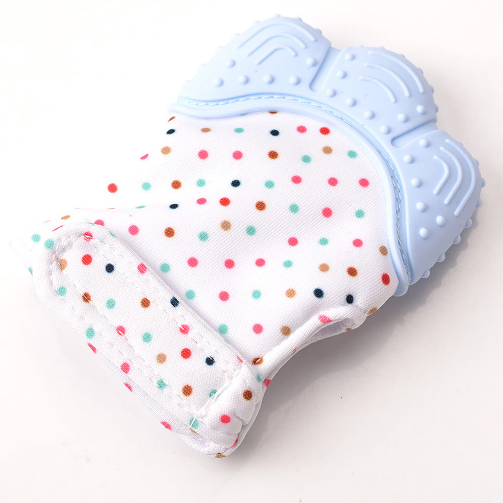 ライトブルーの歯固めミトングローブ 単体（赤ちゃん おもちゃ）
