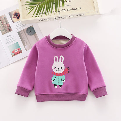 うさぎプリントがポイントの柔らかコットン裏起毛トレーナー
