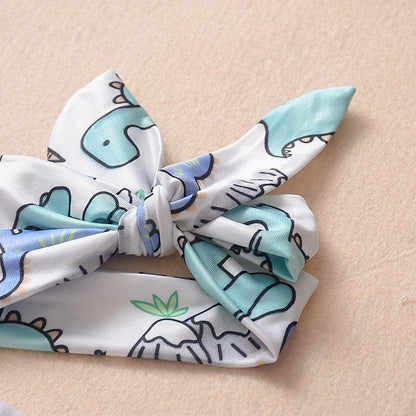 やわらか起毛で秋冬もぬくぬく 子ども長袖ロンパース＆パンツ4点セット 恐竜プリント 起毛生地 70–100cm Lumisei Prime