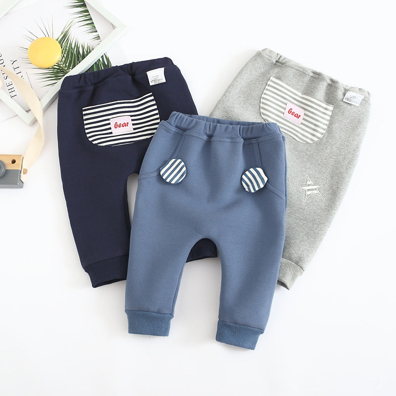 ふんわりやさしいはき心地で冬のおでかけが快適 ベビー・子どもPPロングパンツ カートゥーン刺繍 コットン95% 80–100cm Lumisei Prime