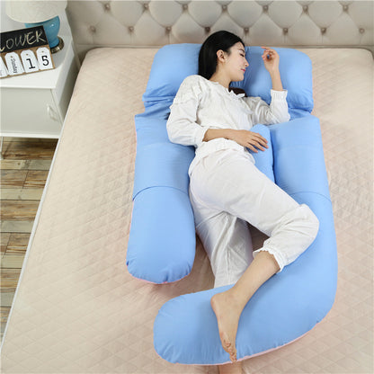 妊娠中の横向き寝を快適にする ママ＆妊娠 G字型マタニティ抱き枕 腹部・腰サポート 純綿カバー