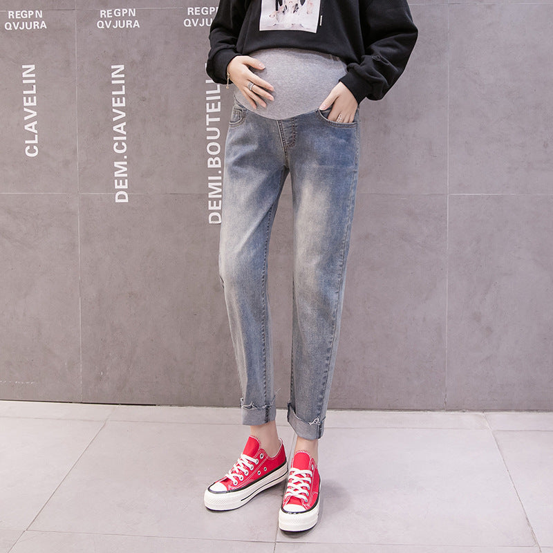 マタニティロングパンツの全身着用イメージ
