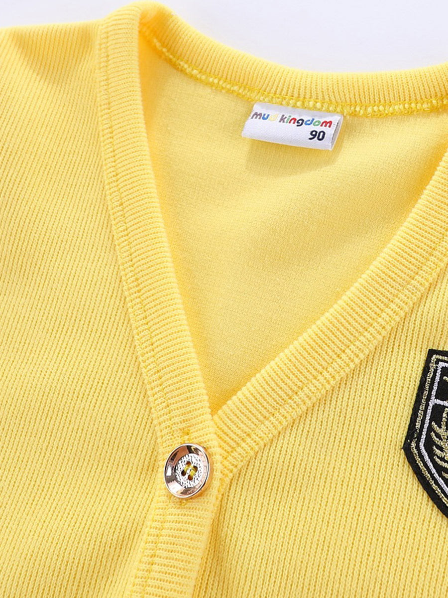 イエローのベビーコットンカーディガン
