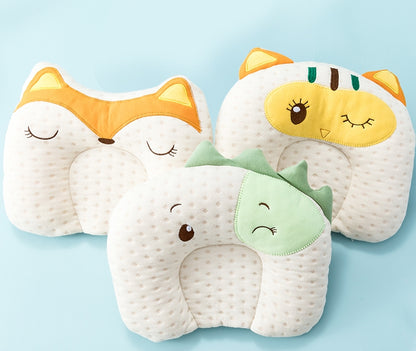 頭かたちサポートベビーピロー 3柄ラインナップ（水色背景・ベビー枕）
