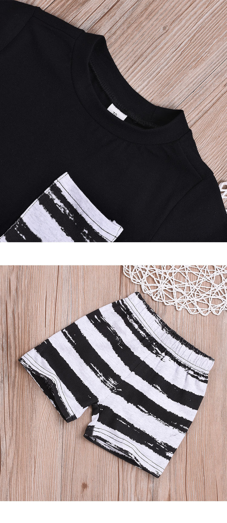 さらっと快適に動ける 男の子半袖Tシャツ＆ショートパンツ上下セット ボーダー柄ポケットデザイン コットン 70~110cm