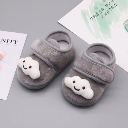 コーラルベルベット素材のトドラー防寒シューズ正面
