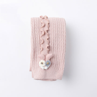 ピンクカラーのうさぎ飾り付きベビーボトム
