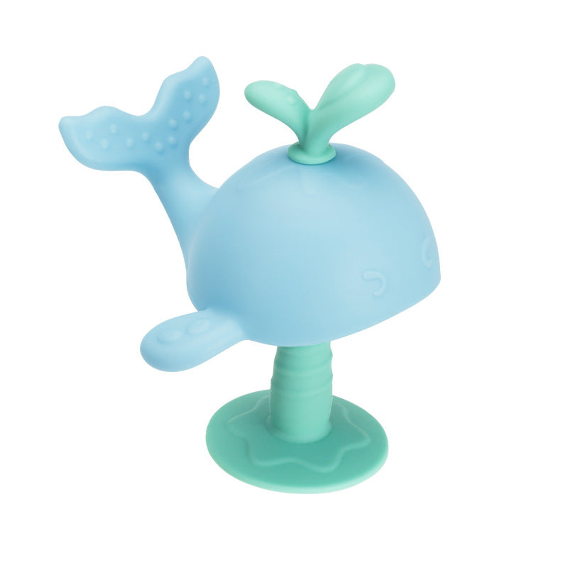 くじらモチーフ シリコン歯固め（歯がため）ブルーグリーン 単品 正面
