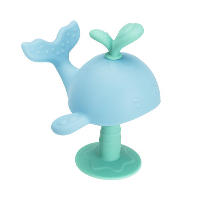 くじらモチーフ シリコン歯固め（歯がため）ブルーグリーン 単品 正面
