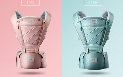 ファスナー式ヒップシート抱っこ紐 背面デザイン比較 ピンク・ブルー（ヒップシート）
