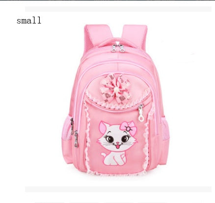 小学生女の子向け 猫デザイン通学リュック 6〜12歳対応 2サイズ・ポリエステル